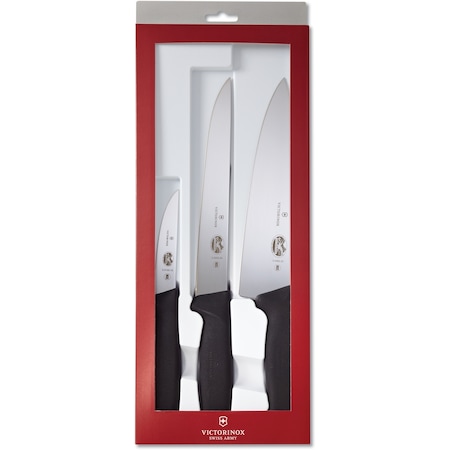 Swiss Army Brands 47892 Kitchen Fibrox Pro Sets 3-Piece Chef'S Set 8In Chef'S, 8In Slicing, 4In Paring Black VIC-5.1053.3-X3